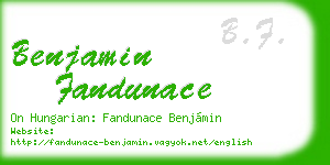 benjamin fandunace business card